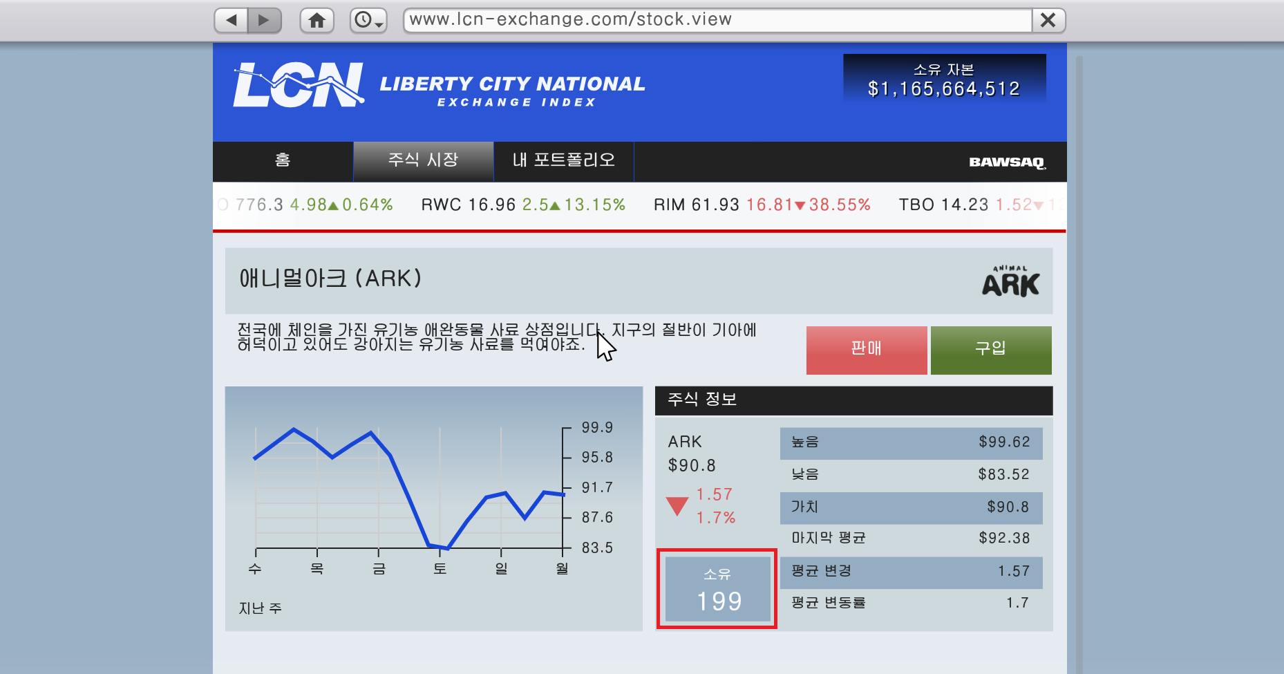 GTA 5 애니멀아크 주식 199주 사진